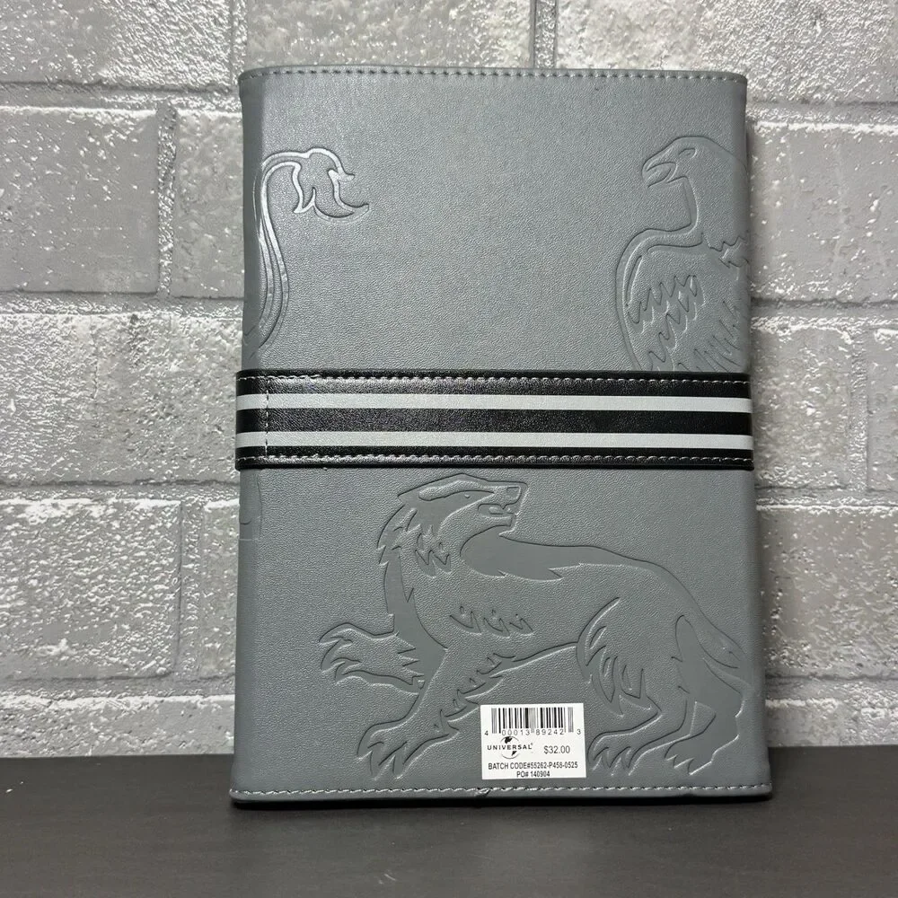 Harry Potter Hogwarts Crest Debossed Journal Gray New Universal Studios